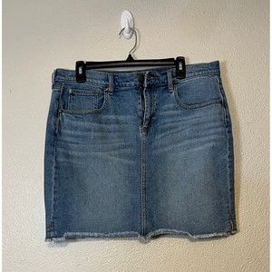 LOFT Outlet Frayed Bottom Denim Skirt Size 12P